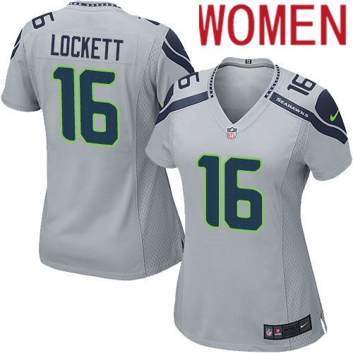 Women Seattle Seahawks #16 Tyler Lockett Nike Gray Game NFL Jersey